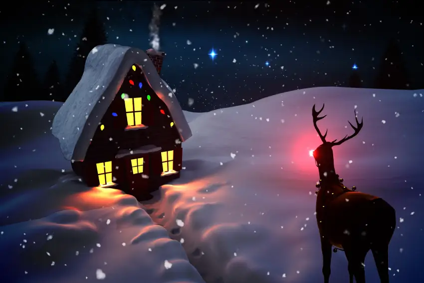 Reindeer and House